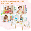 Flower-shaped Kids Table Set with Solid Pine Wood Legs