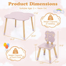 Flower-shaped Kids Table Set with Solid Pine Wood Legs