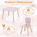 Flower-shaped Kids Table Set with Solid Pine Wood Legs