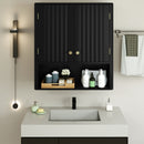Fluted Bathroom Wall Cabinet with Open Shelf