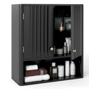 Fluted Bathroom Wall Cabinet with Open Shelf