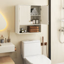 Fluted Bathroom Wall Cabinet with Open Shelf