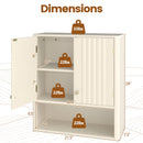 Fluted Bathroom Wall Cabinet with Open Shelf