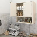 Fluted Bathroom Wall Cabinet with Open Shelf