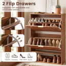 Fluted Shoe Cabinet with 2 Flip Drawers and Open Storage