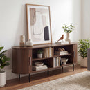 Fluted TV Stand for TVs up to 60" Mid Century Curved Entertainment Center