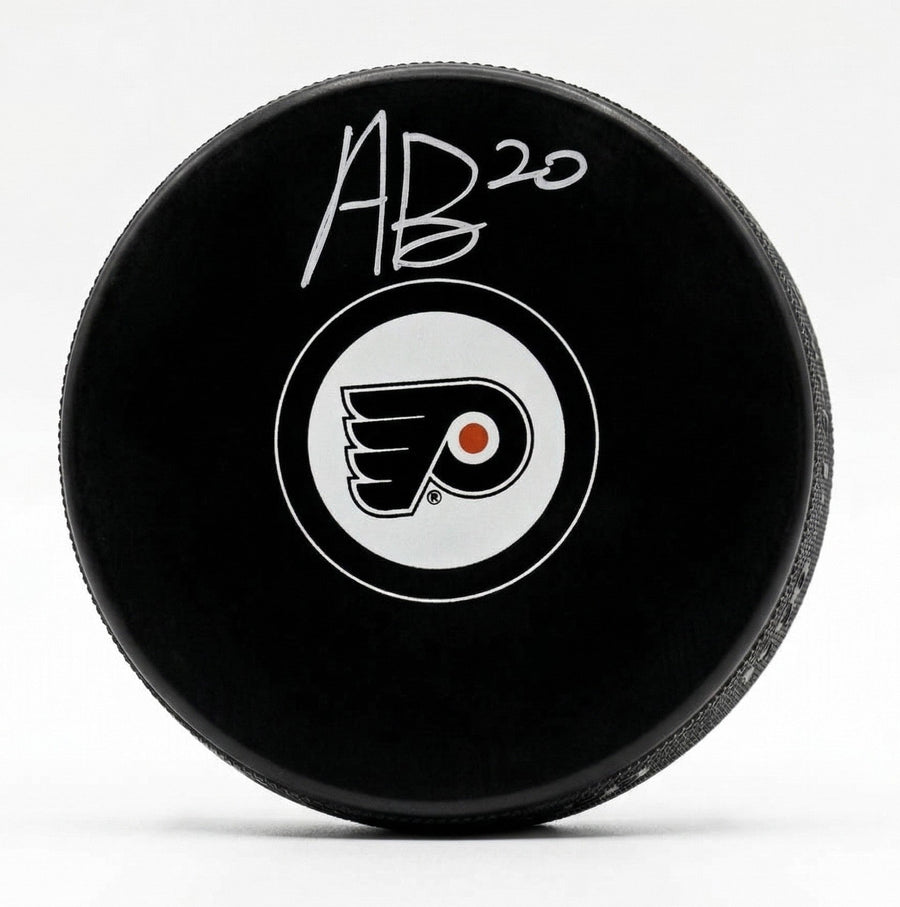 Alex Bump Philadelphia Flyers Autographed Logo Hockey Puck