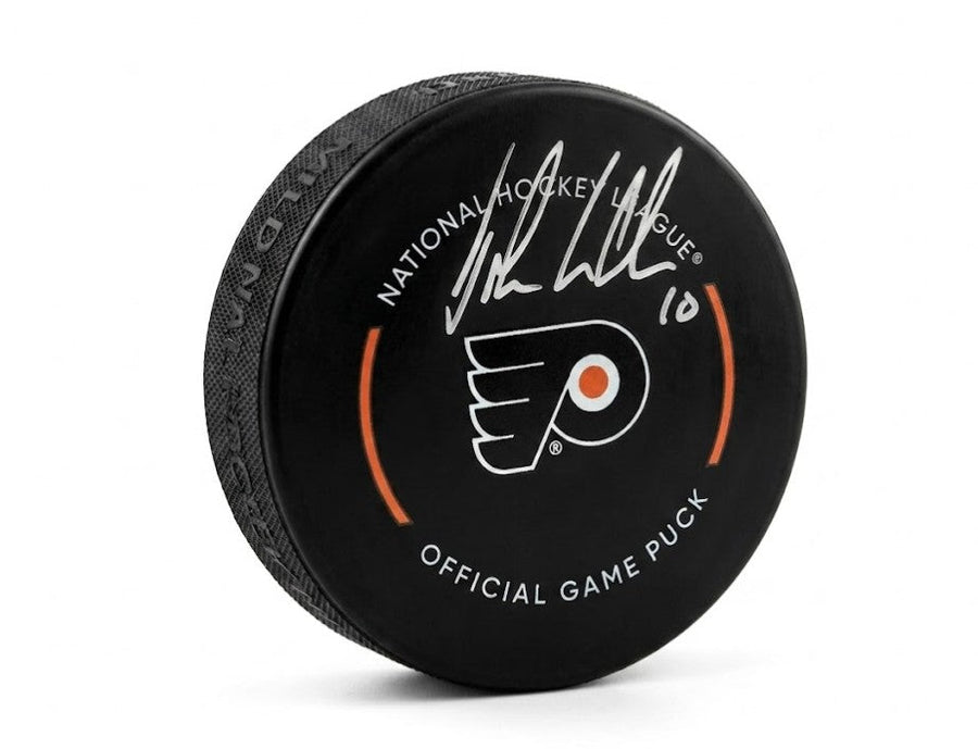 John LeClair Philadelphia Flyers Autographed Game Model Hockey Puck