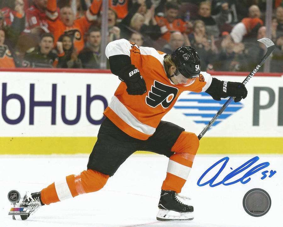 Oskar Lindblom First Goal Celebration Philadelphia Flyers Autographed 16