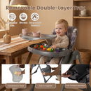 Folable High Chair with Detachable Cushion and High Chair for Babies and Toddlers-Gray