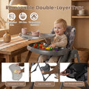 Folable High Chair with Detachable Cushion and High Chair for Babies and Toddlers-Gray