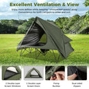 Foldable 2-Person Camping Cot Tent with Pop-up Tent Shelter and Portable Wheeled Bag-Green