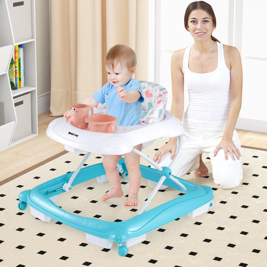 Foldable Baby Walker with 3 Adjustable Heights and Padded Seat