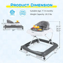 Foldable Baby Walker with 3 Adjustable Heights and Padded Seat