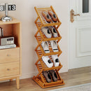 Foldable Bamboo Magazine Rack with 5 Tiers and 2 Positions