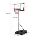 Foldable Basketball Hoop 7.54-10 ft Stepless Adjustable with PC Backboard