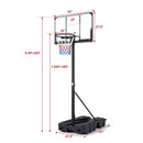Foldable Basketball Hoop 7.54-10 ft Stepless Adjustable with PC Backboard