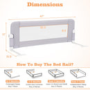 Foldable Bed Rail with Swing Down Design - Light Gray