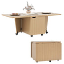 Foldable Coffee Table with Storage Cabinet Extendable Center Table