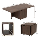 Foldable Coffee Table with Storage Cabinet Extendable Center Table