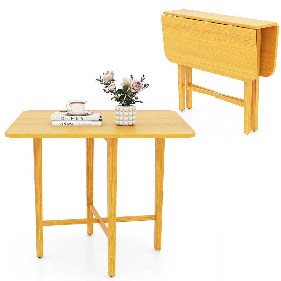 Foldable Dining Table for 2-4 People with Rubber Wood Legs for Small Space