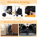 Foldable Double Pet Stroller with Adjustable Sunshade and Storage Basket