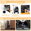 Foldable Double Pet Stroller with Adjustable Sunshade and Storage Basket