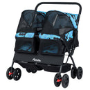 Foldable Double Pet Stroller with Adjustable Sunshade and Storage Basket