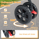Foldable Double Pet Stroller with Adjustable Sunshade and Storage Basket