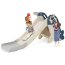 Foldable Freestanding Baby Slide Climber Playset with Basketball Hoop for Kids-Blue