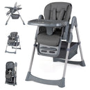 Foldable High Chair with 7-Level Height Adjustment - Gray