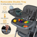 Foldable High Chair with 7-Level Height Adjustment - Gray