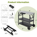 3 Tiers Foldable Outdoor Cart on 2 Wheels with Phone Holder-Black