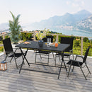 Foldable Outdoor Dining Table 48inch x 30inch Rectangular Metal Patio Table with Slatted Tabletop-Black