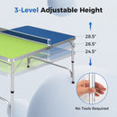 Foldable Ping Pong Table Game Set Mini Table Tennis Table with Adjustable Height-Blue & Green