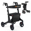 Foldable Rollator Rolling Walker with Seat for Seniors-Black