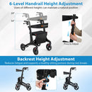 Foldable Rollator Rolling Walker with Seat for Seniors-Black
