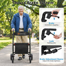 Foldable Rollator Rolling Walker with Seat for Seniors-Black