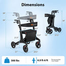 Foldable Rollator Rolling Walker with Seat for Seniors-Black