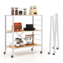 3-Tier Foldable Shelving Unit with Detachable Wheels and Adjustable Shelves