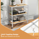 3-Tier Foldable Shelving Unit with Detachable Wheels and Adjustable Shelves