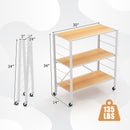 3-Tier Foldable Shelving Unit with Detachable Wheels and Adjustable Shelves