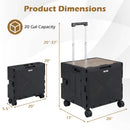 Foldable Utility Cart on 4 Rotate Wheels with Cup Holder