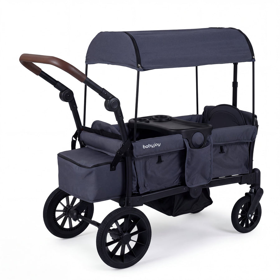 Foldable Wagon Stroller for 2 Kids Double Seater Toddler Stroller with Removable Canopy