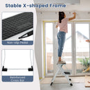 Folding 2 Step Ladder wiht Anti-Slip Pedal and Large Foot Pads-Black & White