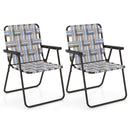2 Pieces Folding Beach Chair Camping Lawn Webbing Chair