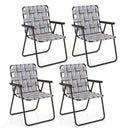 2 Pieces Folding Beach Chair Camping Lawn Webbing Chair