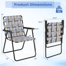 2 Pieces Folding Beach Chair Camping Lawn Webbing Chair