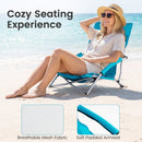 Folding Beach Chairs Set of 2 Portable Lightweight Low Seat Chairs with Padded Armrests