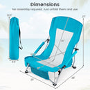 Folding Beach Chairs Set of 2 Portable Lightweight Low Seat Chairs with Padded Armrests
